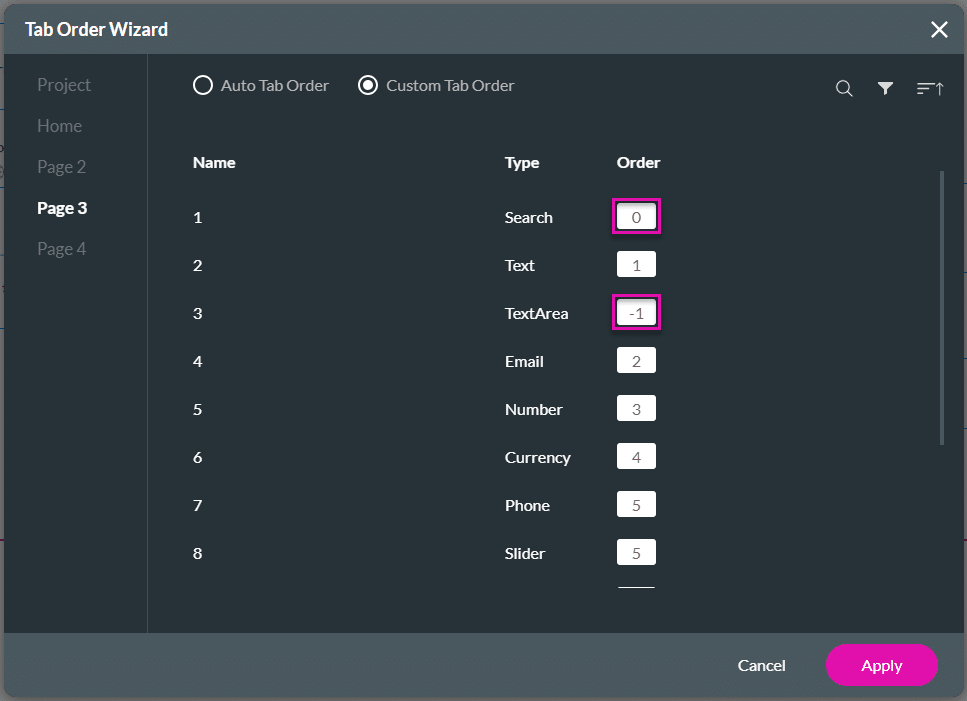 Value 0 and -1 in Order column