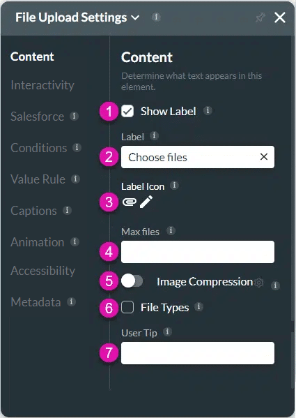 Content settings screen