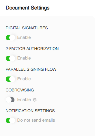 Document Settings set as True according to Flow configuration
