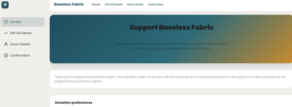 Titan donations portal with recurring giving, Gift Aid, and Stripe payment options