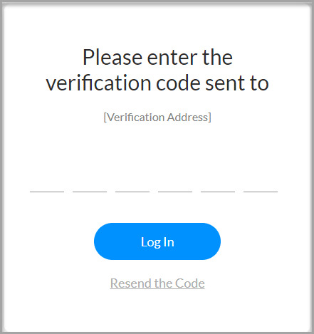 SmartV Verification page with six code fields, a Log In button, and a Resend the Code link.