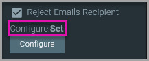 Reject Email Recipient setting showing the configuration status as Set